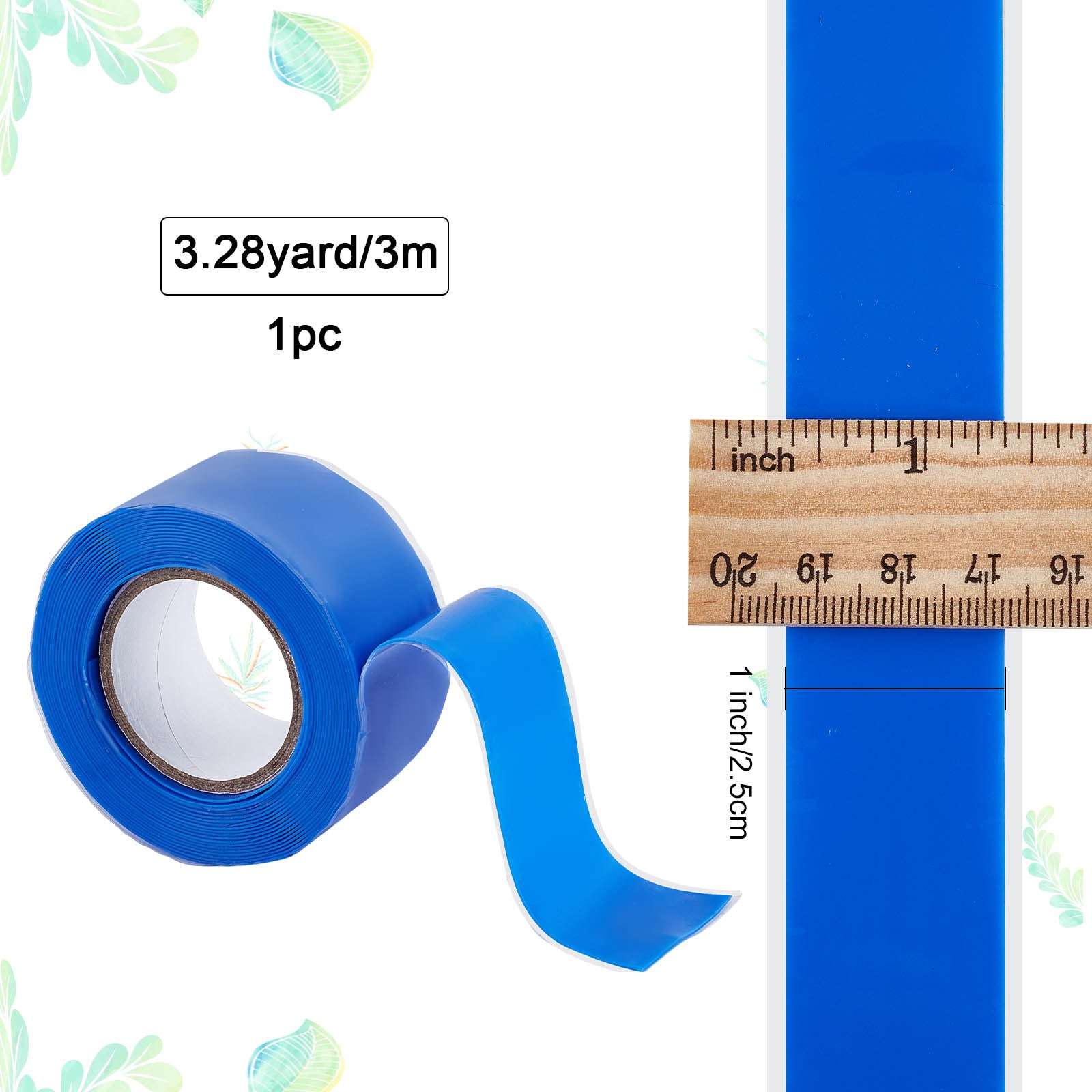 Globleland Silicone Adhesion Tape, Blue, 25mm, 3m/roll