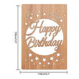 Globleland Bamboo Greeting Card & Paper Envelope with Bowknot, Rectangle with Hollow Pattern, Birthday Themed Pattern, 150~173x110~124x7mm, 2pcs/set