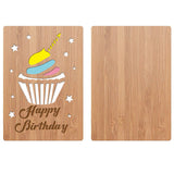 Globleland Bamboo Greeting Card & Paper Envelope with Bowknot, Rectangle with Hollow Pattern, Cake Pattern, 150~173x110~124x7mm, 2pcs/set