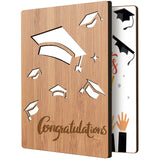 Globleland Bamboo Greeting Card & Paper Envelope with Bowknot, Rectangle with Hollow Pattern, Graduation Theme Pattern, 150~173x110~124x7mm, 2pcs/set