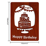 Globleland MDF Greeting Card & Paper Envelope with Bowknot, Rectangle with Hollow Pattern, Birthday Themed Pattern, 150~173x110~124x7mm, 2pcs/set