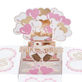 Globleland 3D Pop Up Cake & Balloons Box Greeting Card, with Envelopes, Word Mr & Mrs, for Valentine's Festive Gift Supplies, Pink, 80x80x0.4mm
