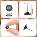 Plastic Pins, Iron Drawing Push Pins, Flat Round with Number Thumb Tacks for Photo Wall, Black, 16x11mm, Pin: 1mm, 100pcs/box