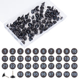 Plastic Pins, Iron Drawing Push Pins, Flat Round with Number Thumb Tacks for Photo Wall, Black, 16x11mm, Pin: 1mm, 100pcs/box