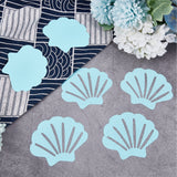 Shell-Shaped Rubber & Plastic Bathtub Non-Slip Stickers, Safety Shower Treads Adhesive Decals with Scraper Tool, Cyan, 74x94x1mm, 20pcs/bag