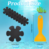 Rubber & Plastic Non-slip Stickers, with Scraper Tool, Flower Shape, Black, 100x1mm