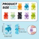 Plastic Bear Shape Push Pins, Thumbtack, with Steel Pin, for Home School Office Notice Board Cork Board, Mixed Color, 18x11mm, 30pcs/box