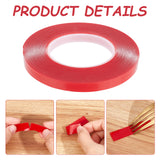 Globleland Acrylic Double-Sided Adhesive Tape, Heavy Duty Traceless Tape, Waterproof Tape for Arts & Craft, Dark Red, 1.2x0.1cm, 10m/roll