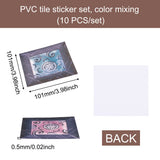 Globleland PVC Tile Stickers Set, Square Picture Frame with Flower Pattern, Mixed Color, 10.1x10.1x0.05cm, 10pcs/set, 2set/pack