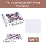 Globleland Square PVC Self-Adhesive Flower Pattern Paper, Wall Stickers, for Shelf Liner Dresser Drawer Locker Kitchen, Colorful, 15x15x0.05cm, 16pcs/set