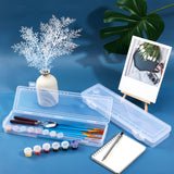 Globleland PP Plastic Brush Pen Stroage Box, Rectangle, White, 34.3~35x9.5~9.6x3.7~3.9cm, Inner Size: 33.4~34x8.1cm, 2pcs/set