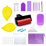 Globleland DIY Diamond Painting Tools Kit, including 3Pc Trays, 20Pc Bags, 10Pc Glue Clays, 4Pc Pens, 1Pc Tweezer, 1 Sheet Stickers, 1Pc Scraper, 2Pcs Clip, 1Pc Non-slip Mat, 1Pc Box, 1Pc Zipper Bag, 1Pc Roller, Mixed Color, Tray: 166x85mm, 2Set/Pack