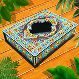 Globleland DIY Diamond Jewelry Box Kits, including Wooden Board with Mirror, Resin Rhinestones, Diamond Sticky Pen, Tray Plate and Glue Clay, Colorful, Finished Product: 200x150x45mm, 2Set/Pack