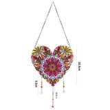Globleland DIY Resin Sun Catcher Pendant Decoration Diamond Painting Kit, for Home Decorations, Heart, Floral Pattern, 195mm, 2Set/Pack