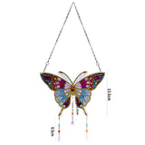 Globleland DIY Resin Sun Catcher Pendant Decoration Diamond Painting Kit, for Home Decorations, Butterfly, Mixed Color, 135mm, 2Set/Pack