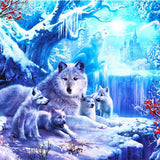 Globleland DIY Wolf & Scenery Diamond Painting Kits, including Resin Rhinestones, Diamond Sticky Pen, Tray Plate and Glue Clay, Colorful, 300x400mm, 2Set/Pack