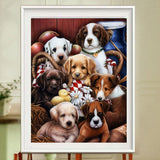 Globleland DIY Rectangle Dog Theme Diamond Painting Kits, Including Canvas, Resin Rhinestones, Diamond Sticky Pen, Tray Plate and Glue Clay, Cute Puppies, Mixed Color, 400x300mm, 2Set/Pack