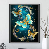 Globleland DIY Butterfly Theme Diamond Painting Kits, Including Canvas, Resin Rhinestones, Diamond Sticky Pen, Tray Plate and Glue Clay, Goldenrod, Packing Size: 300x60x30mm, 2Set/Pack