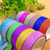 Globleland Glitter DIY Scrapbook Decorative Adhesive Tapes, Mixed Color, 15mm, 3m/roll