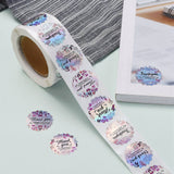 Globleland Rainbow Laser 1 Inch Thank You Sticker, for Mother's Day Valentine's Day Birthday Thanksgiving Day, Round with 4 patterns/roll, Word, 25mm, 500pcs/roll