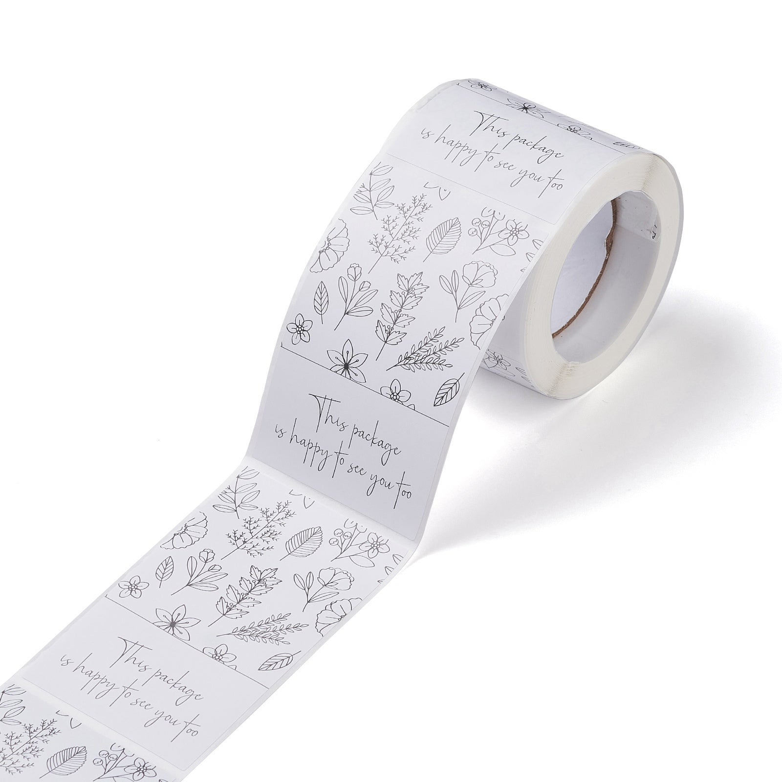 Globleland Coated Paper Sealing Stickers, Rectangle with Word, for Gift Packaging Sealing Tape, Floral Pattern, 80x50mm, 150pcs/roll