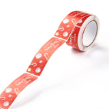 Globleland Coated Paper Sealing Stickers, Rectangle with Christmas Themed Pattern, for Gift Packaging Sealing Tape, Red, 75x25mm, 120pcs/roll, 5Roll/Set