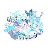 Globleland Mix Pattern Cartoon Stickers, Vinyl Waterproof Decals, for Water Bottles Laptop Phone Skateboard Decoration, Light Sky Blue, 3.8x4.2x0.02cm,50pcs/bag