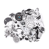 Globleland Mix Pattern Cartoon Stickers, Vinyl Waterproof Decals, for Water Bottles Laptop Phone Skateboard Decoration, Black & White, 4.2x3.2x0.02cm, 50pcs/bag