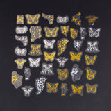 Globleland Waterproof Plastic Laser Adhesive Stickers, DIY Scrapbook Decorative Material Stickers, Mixed Color, Butterfly Pattern, 23~53x19.5~45.5x0.1mm, 38pcs/bag, 5Bag/Set