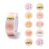 Globleland Cartoon Expression Paper Stickers, Self Adhesive Roll Sticker Labels, for Envelopes, Bubble Mailers and Bags, Flat Round, Mixed Color, 2.5x0.01cm, 500pcs/roll