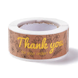 Globleland Rectangle Thank You Theme Paper Stickers, Self Adhesive Roll Sticker Labels, for Envelopes, Bubble Mailers and Bags, Peru, Flower Pattern, 7.5x2.5x0.01cm, 120pcs/roll