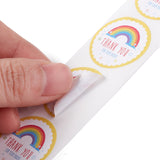 Globleland Round Thank You Theme Paper Stickers, Self Adhesive Roll Sticker Labels, for Envelopes, Bubble Mailers and Bags, Rainbow Pattern, 2.5x0.01cm, 500pcs/roll