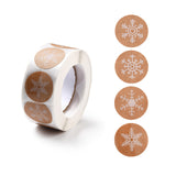 Globleland Flat Round Roll Stickers, Self-Adhesive Paper Gift Tag Stickers, for Party, Decorative Presents, Snowflake Pattern, 25x0.1mm, about 500pcs/roll, 10rolls/set