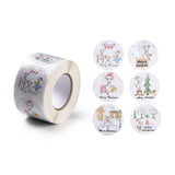 Globleland Christmas Themed Flat Round Roll Stickers, Self-Adhesive Paper Gift Tag Stickers, for Party, Decorative Presents, Mouse Pattern, 38x0.1mm, about 500pcs/roll, 3rolls/set