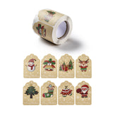 Globleland Christmas Themed Polygon Roll Stickers, Self-Adhesive Paper Gift Tag Stickers, for Party, Decorative Presents, Christmas Themed Pattern, 60x40x0.1mm, about 300pcs/roll, 3rolls/set