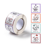 Globleland Thank You Stickers Roll, Self-Adhesive Paper Gift Tag Stickers, for Party, Decorative Presents, Square, Flower Pattern, 38x38x0.1mm, about 500pcs/roll, 3rolls/set