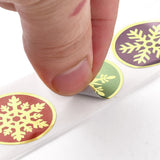 Globleland Christmas Themed Flat Round Roll Stickers, Self-Adhesive Paper Gift Tag Stickers, for Party, Decorative Presents, Snowflake Pattern, 25x0.1mm, about 500pcs/roll, 10rolls/set