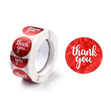 Globleland Thank you Stickers Roll, Self-Adhesive Paper Gift Tag Stickers, for Party, Decorative Presents, Flat Round , Red, 25x0.1mm, about 500pcs/roll, 5rolls/set