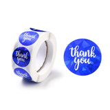 Globleland Thank you Stickers Roll, Self-Adhesive Paper Gift Tag Stickers, for Party, Decorative Presents, Flat Round , Blue, 25x0.1mm, about 500pcs/roll, 5rolls/set