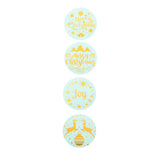 Globleland Christmas Themed Flat Round Roll Stickers, Self-Adhesive Paper Gift Tag Stickers, for Party, Decorative Presents, Pale Turquoise, Christmas Themed Pattern, 38x0.1mm, about 500pcs/roll, 3rolls/set