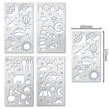 Globleland 4Pcs 4 Styles Steel Metal Stencil Template, for DIY Scrapbooking/Photo Album, Decorative Embossing DIY Paper Card, Mixed Patterns, 17.7x10.1x0.05cm, 1pc/style