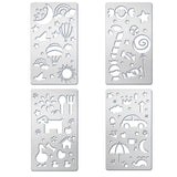 Globleland 4Pcs 4 Styles Steel Metal Stencil Template, for DIY Scrapbooking/Photo Album, Decorative Embossing DIY Paper Card, Mixed Patterns, 17.7x10.1x0.05cm, 1pc/style