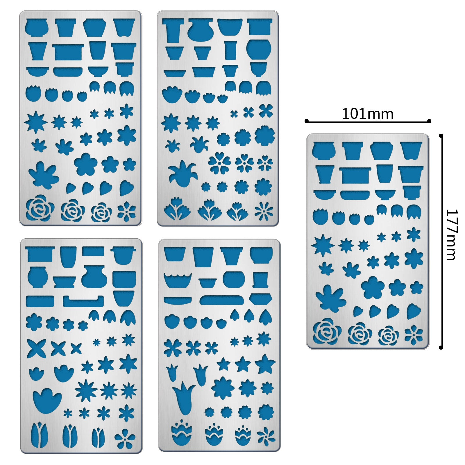 Globleland 4Pcs 4 Style 304 Stainless Steel Cutting Dies Stencils, for DIY Scrapbooking/Photo Album, Decorative Embossing DIY Paper Card, Flower Pattern, 17.7x10.1cm, 1pc/style