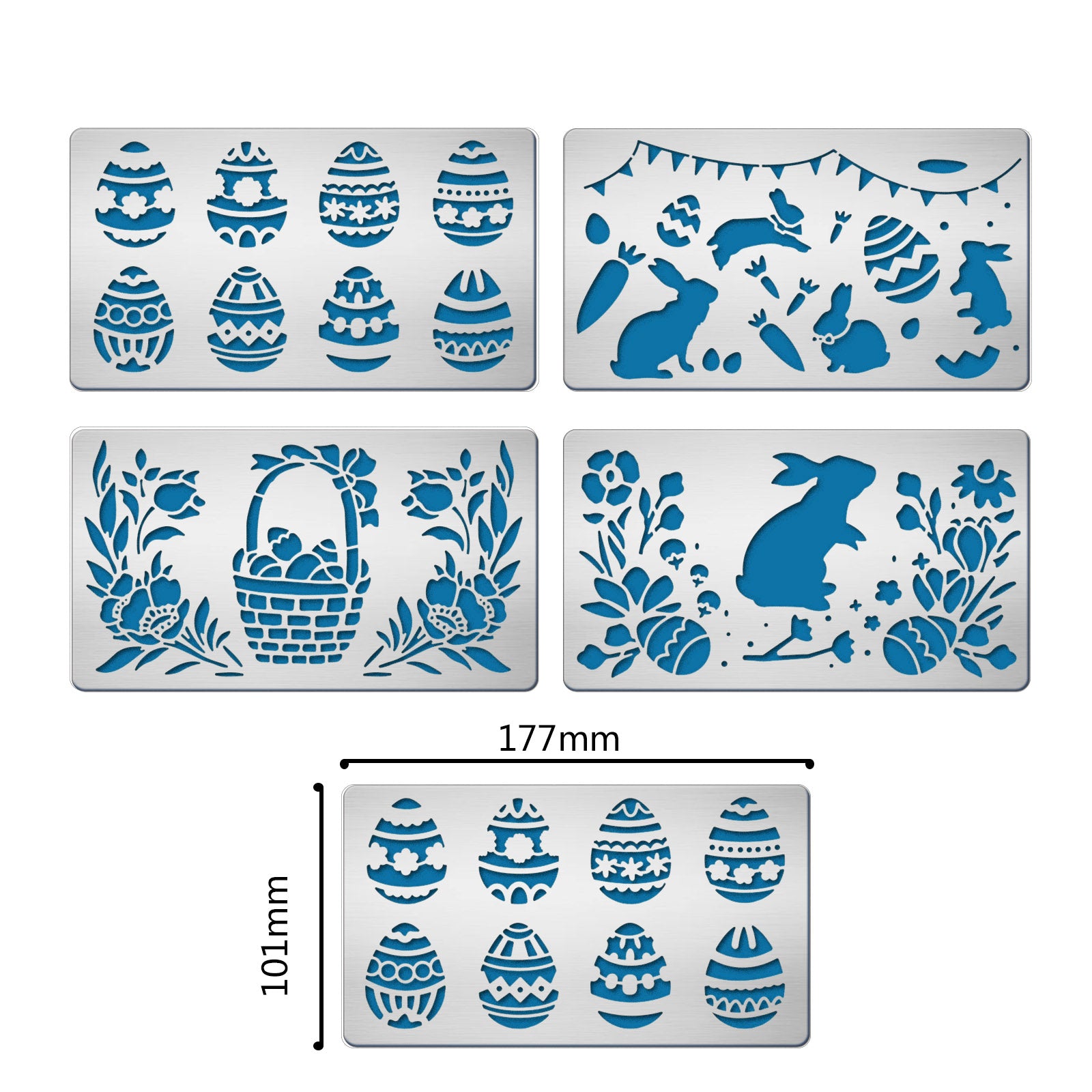 Globleland 4Pcs 4 Style 304 Stainless Steel Cutting Dies Stencils, for DIY Scrapbooking/Photo Album, Decorative Embossing DIY Paper Card, Rabbit and Egg, Easter Theme Pattern, 10.1x17.7cm, 1pc/style