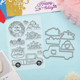 DIY Scrapbook Making Kits, include PVC Plastic Stamps and Carbon Steel Cutting Dies Stencils, Car Pattern, 10.6x10.7x0.08cm and 16x11x0.3cm