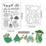 1 Sheet PVC Plastic Stamps, 1Pc Carbon Steel Cutting Dies Stencils, for DIY Scrapbooking, Photo Album Decorative, Cards Making, Stamp Sheets, Birthday, Tortoise Pattern, 13.4~16x9.7~11x0.08~0.3cm