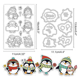 PVC Plastic Stamps & Carbon Steel Cutting Dies Stencils, for DIY Scrapbooking, Photo Album Decorative, Cards Making, Stamp Sheets, Christmas, Penguin Pattern, 13.8~16x11~11.1x0.08~0.3cm