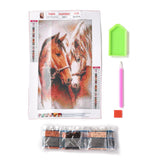 Globleland 5D DIY Diamond Painting Animals Canvas Kits, with Resin Rhinestones, Diamond Sticky Pen, Tray Plate and Glue Clay, Horse Pattern, 30x20x0.02cm, 4Set/Pack