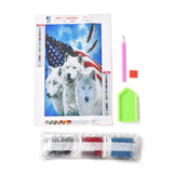 Globleland 5D DIY Diamond Painting Animals Canvas Kits, with Resin Rhinestones, Diamond Sticky Pen, Tray Plate and Glue Clay, Wolf Pattern, 30x20x0.02cm, 4Set/Pack