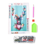 Globleland 5D DIY Diamond Painting Animals Canvas Kits, with Resin Rhinestones, Diamond Sticky Pen, Tray Plate and Glue Clay, Deer Pattern, 30x20x0.02cm, 4Set/Pack